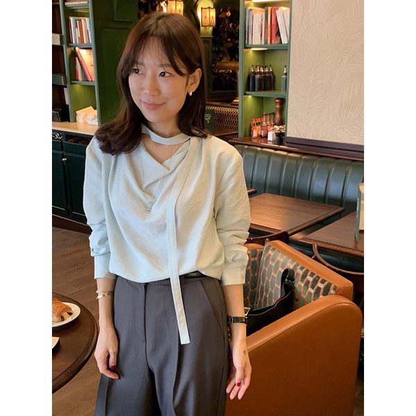 투웨이 드레이프 타이블라우스_SOFT MINT