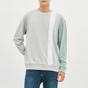 남성 세로3도 절개 배색 맨투맨(세미오버)_AL3WTS605-LG