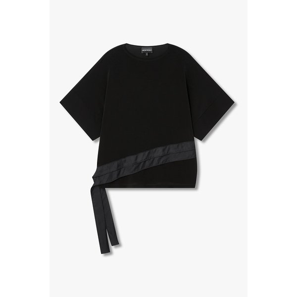 여성 새틴 리본 스트레치 티셔츠 A525326513000