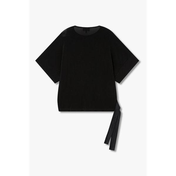 여성 새틴 리본 스트레치 티셔츠 A525326513000