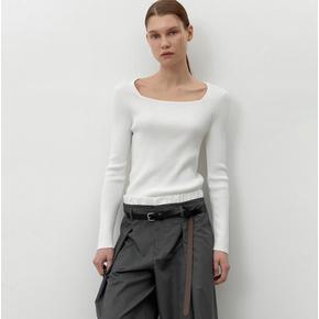 나인 T6758ESSENTIAL SQUARE NECK RIBBED KNIT