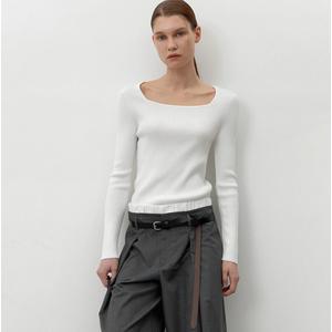 나인(Atelier Nain) 나인 T6758ESSENTIAL SQUARE NECK RIBBED KNIT