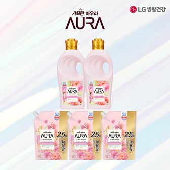  LG생활건강 아우라 섬유유연제 윌유메리미 1Lx2개 + 1.7Lx3개
