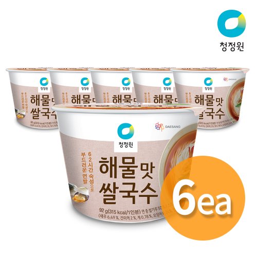 청정원 해물맛 컵쌀국수 92g x 6