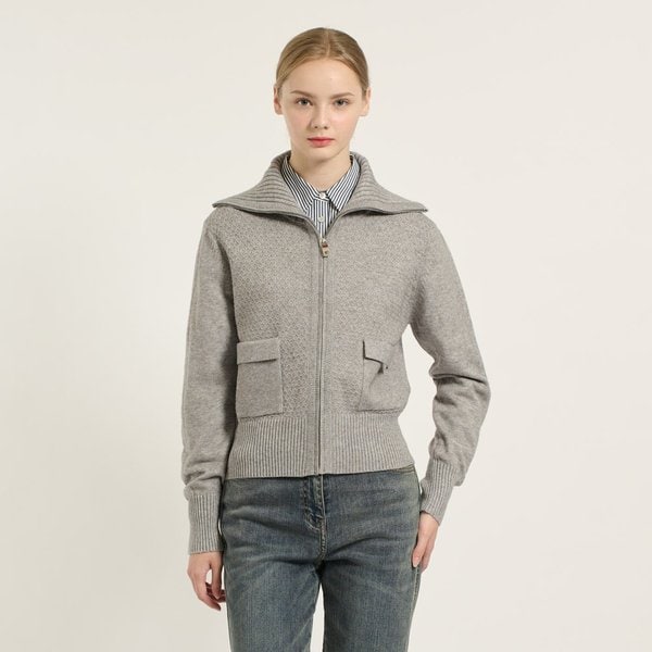 [여주점] 와이드 카라 니트 집업 B5D9K179