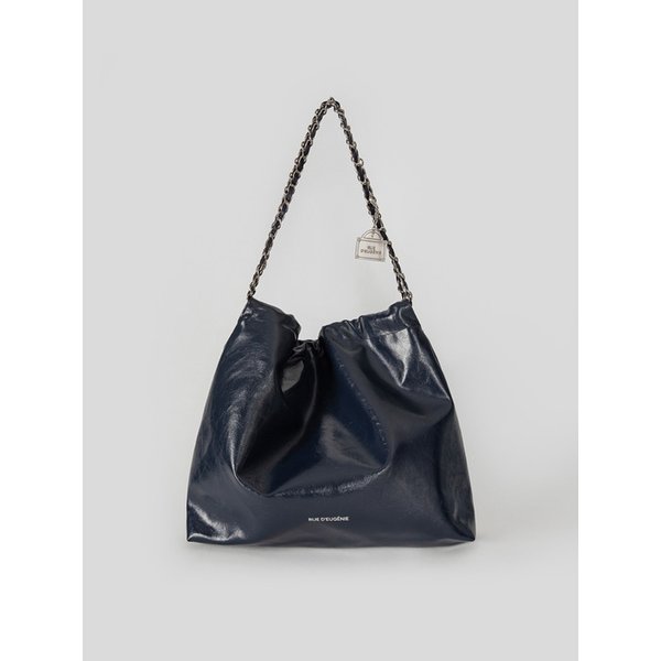 [리퍼브]_[실버체인] Synthetic Leather Small Hobo Bag - Navy
