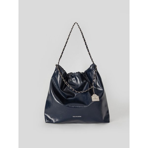 [리퍼브]_[실버체인] Synthetic Leather Small Hobo Bag - Navy