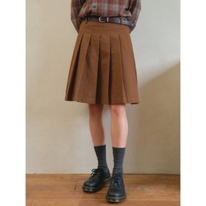 Mila cotton pleats midi skirt_Camel(O25-SK14)