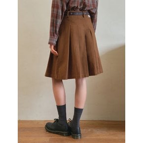 Mila cotton pleats midi skirt_Camel(O25-SK14)