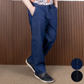 남성 데님 남해결 통밴딩 여름 청바지 일자핏 스판 팬츠 빅사이즈 진청흑청/30~40 빅사이즈/밴딩/ 남성 데