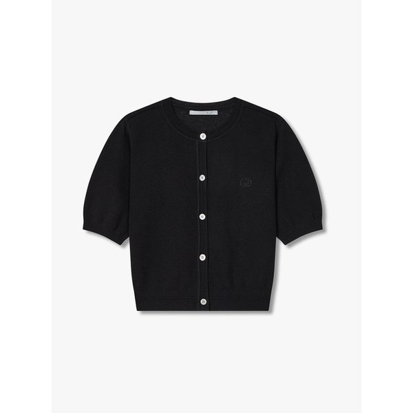 자수 로고 라운드넥 니트 가디건_블랙 7225250001