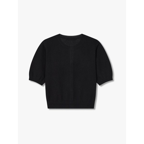 자수 로고 라운드넥 니트 가디건_블랙 7225250001