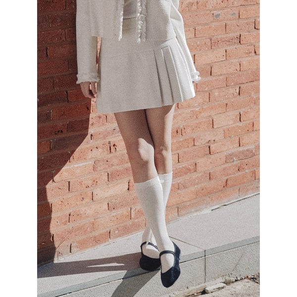 [SPNK] 트위드 플리츠 스커트_크림