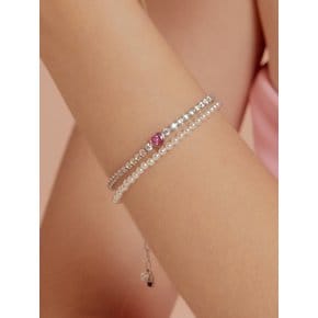 (SET) Pearl and Color Cubic jewel Bracelet SE0161