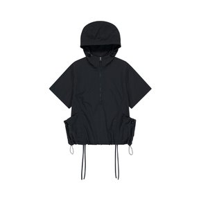 나일론 아노락 크롭 후드-블랙