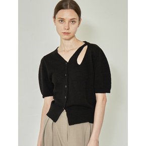 comos 843 neck cut-out short-sleeved cardigan (black)