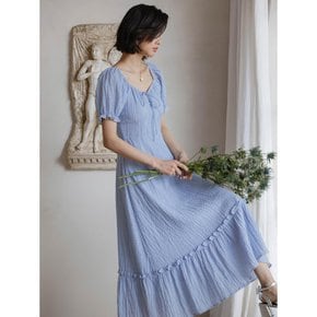 LS_Shirring puff sleeve long dress