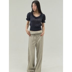 Ruffle Trim Ballet Mood Knit Top_Navy