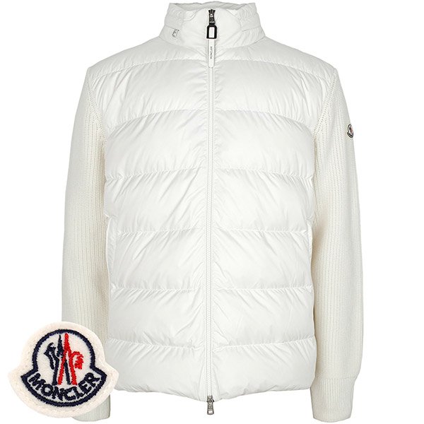 [부산점] 몽클레어 화이트 울 니트 믹스 구스 다운 집업 자켓 9B00032 M1131 034