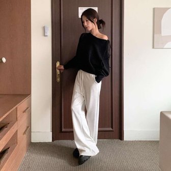 신세계라이브쇼핑 [옷자락] 여성 캐주얼 기모 여유핏 비스코스 밴딩 와이드 팬츠