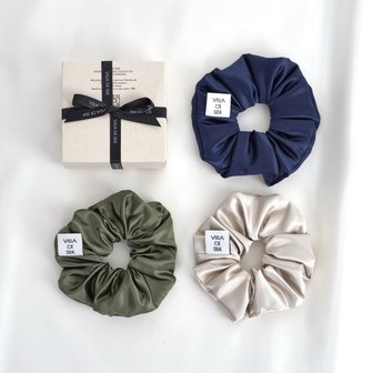 빌라드실크 High density 100% silk scrunchie (3colors) 실크 스크런치