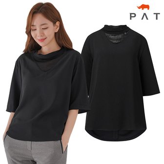 PAT 7부 시스루넥 티 블라우스_1H65303