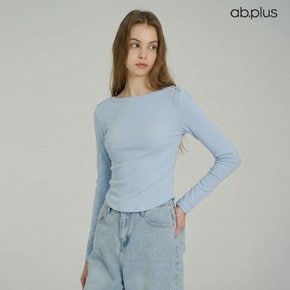 [ab.plus] 보트넥 슬림 라인 디테일 티셔츠 (LSA5MK33A)