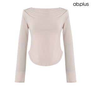[ab.plus] 보트넥 슬림 라인 디테일 티셔츠 (LSA5MK33A)