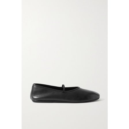 더로우 Elastic Leather Ballet Flats 블랙