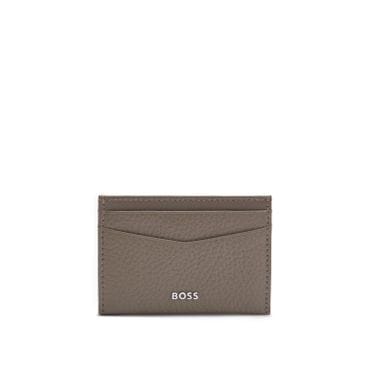 BOSS [SP25] 로고 레터링 그레인 소가죽 카드 홀더 오픈 그린(50529515376)