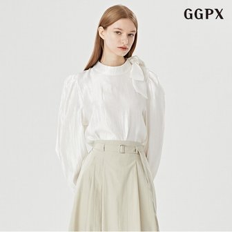 GGPX 정상가:69,000원  페미닌 글로시 타이넥 여성 긴팔 블라우스 (GOABA025D)