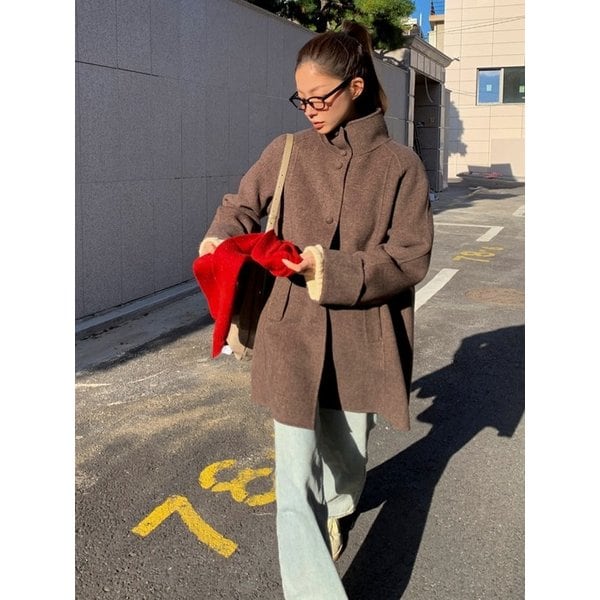 [송혜린 PICK][단독] MORI herringbone handmade half coat_BROWN