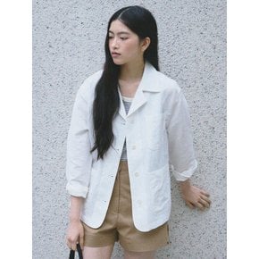 Linen Work Jacket White