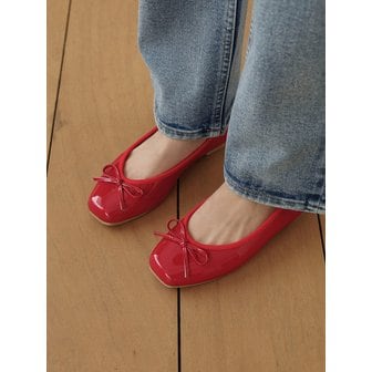 사뿐 에리노 에나멜 리본 플랫슈즈 (1cm)