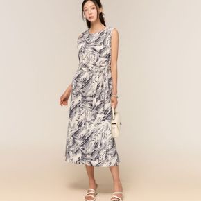 메트릭 브러쉬 나염 2단 벨티드 원피스_P392880699