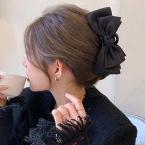 빅사이즈 여트렌리여리 반묶음 올림머리 리본 집게핀