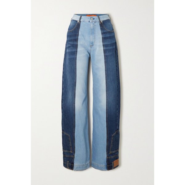 말리 투톤 패치워크 하이 라이즈 와이드 진 블루 1647597291826872