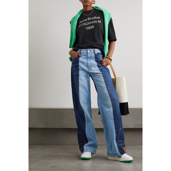 말리 투톤 패치워크 하이 라이즈 와이드 진 블루 1647597291826872