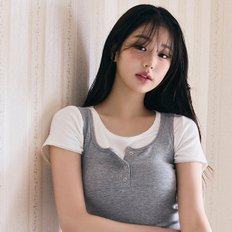 로라로라 NUBASIC BUTTON SLEEVELESS GRAY