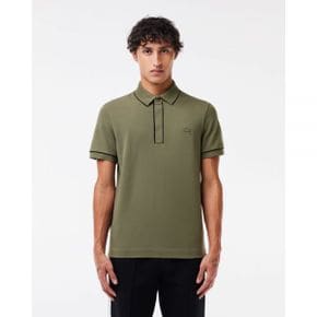 5018860 Lacoste Smart Paris Stretch Cotton Contrast Trim Polo Shirt - Khaki Green