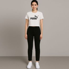 푸마 PUMA 에센셜 NO.1 로고 세미 크롭 반팔티 화이트 684972 02_P391030880