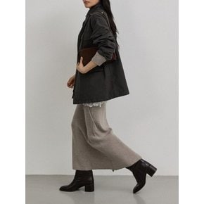 PLAIN LONG KNIT SKIRT - BEIGE