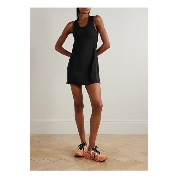 러닝 스튜디오 컷아웃 패널 스트레치 저지 미니 드레스 블랙 46376663162951808