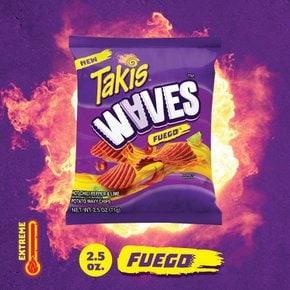 [해외직구] Takis  Waves  Fuego  핫  칠리  페퍼와  라임  인공  맛  감자  칩  70g  백