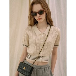 A3423 Parisienne net cardigan_Light beige