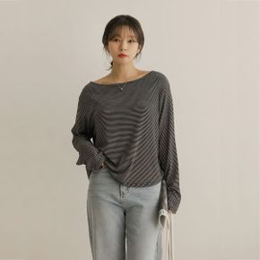 에티 스트라이프 루즈 라운드 티_P420051701