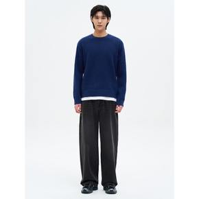 소프트 부클 라운드 니트  블루 (425251LY2N)