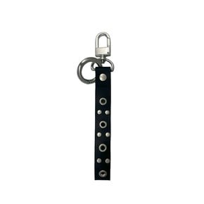 BLACK EYELET LEATHER KEYRING