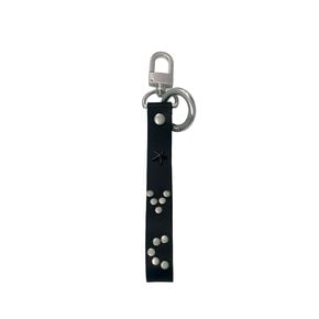 BLACK EYELET LEATHER KEYRING