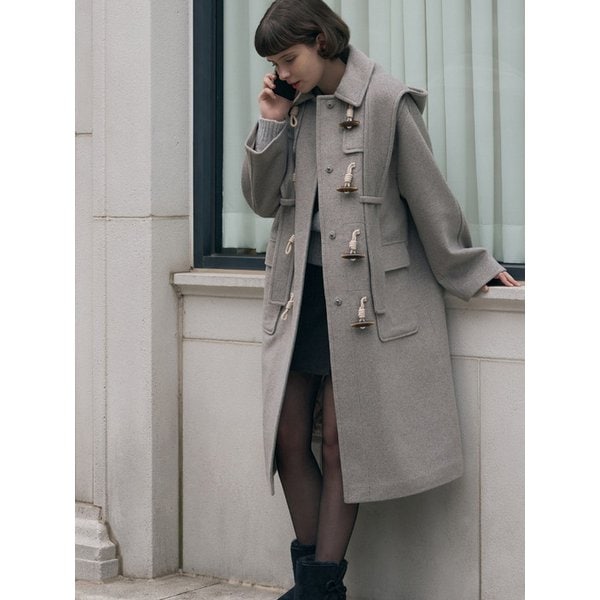 소프트 캐시미어 후드 스카프 더플 코트 [3COLORS]